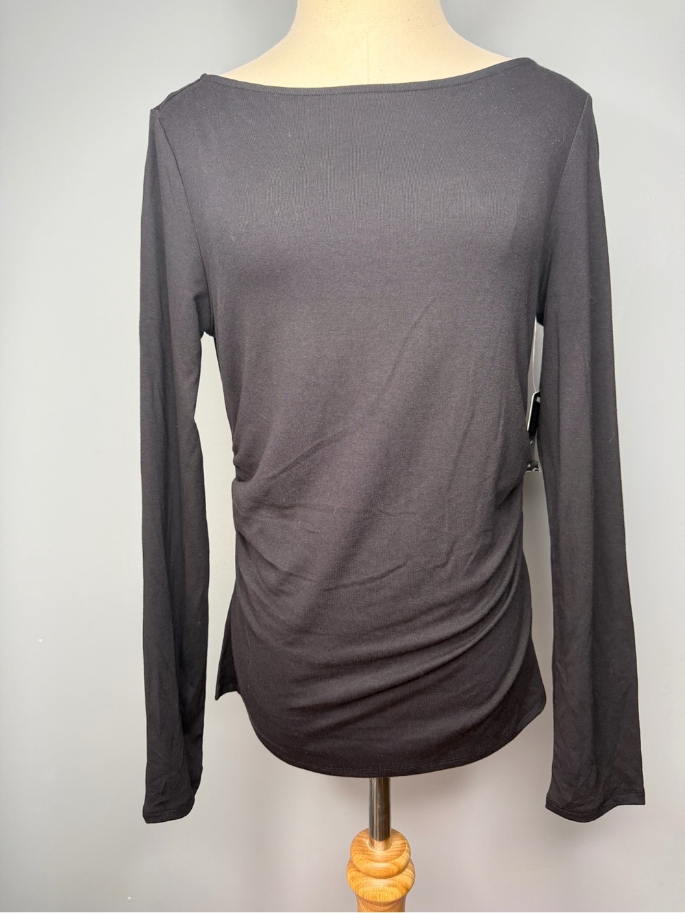 Madden Girl Classic Black Long Sleeve Boatneck Top Sz L NWT